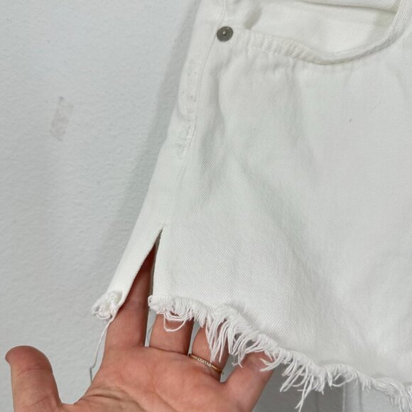 Citizens of Humanity Premium Vintage Annabelle Long Relaxed Shorts White Raw Hem - Picture 11 of 11